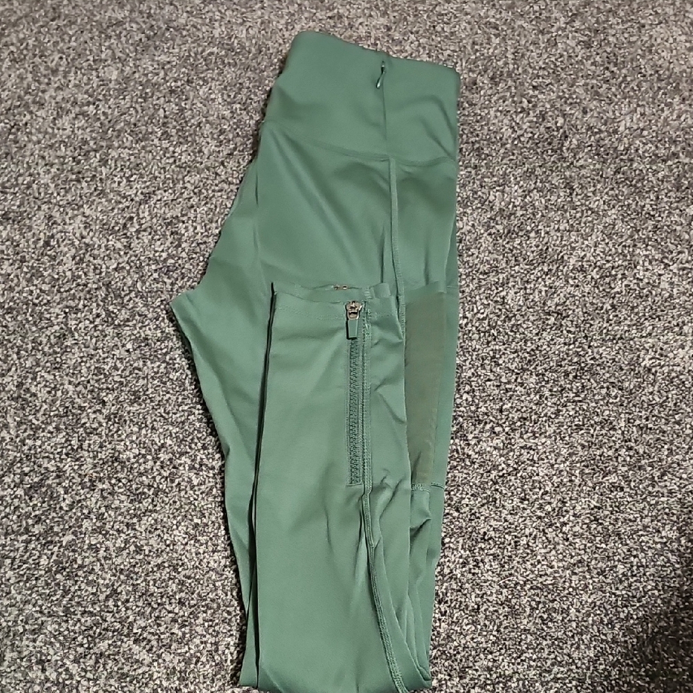 Fabletics Green High-Waisted Zipped Leggings